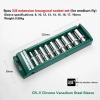 ราคา 6 9 10 Pcs Drive Socket Set 1 4 3 8 and 1 2 External Sockets Cr V Steel (20638169741)