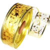ราคา 2 M roll 5 Cm Wide Organza Shiny Ribbon Gold silver Christmas Gift Packaging Foldable Line Edge Crafts Wedding Christmas Decoration (9902788215)