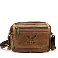 ราคา Chinatown Leather กระเป๋าสะพาย ผู้ชาย หนังวัวแท้ ฝาหน้า แนวนอน สีน้ำตาล (19709312601)