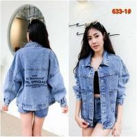 ราคา พร้อมส่ง แจ็คเก็ตยีนส์แขนยาวปักลาย ตกแต่งกระเป๋าหน้า เสื้อยีนส์สาวอวบ รุ่น663 (15262381176)