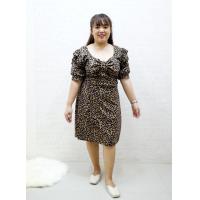 ราคา ชุดเดรสสาวอ้วน ลายเสือสีน้ำตาล เดรส ผ้ายืดวูลเวฟ (9975721591)