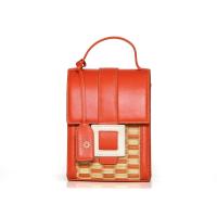 ราคา Chaksarn กระเป๋าเสื่อกกทอมือผสมหนังวัวแท้รุ่น Tally กระเป๋าสะพายใบเล็กใส่โทรศัพท์ (20774255725)