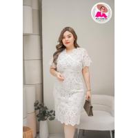 ราคา พร้อมส่งS 8XL เดรสสาวอวบ เสื้อผ้าคนอ้วน Maxi Dress เดรสลูกไม้เนื้อหนา นุ่ม เนื้อนิ่มสวย ผ้าซับใน ยืดได้ชุด คอวีแขนสั้นลูกไม้ลูกไม้ซีทรู (20393216860)