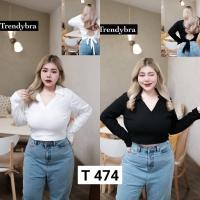 ราคา 474 T เสื้อครอปคอปกแขนยาวสาวอวบอ้วน โชว์หลังแอบเซ็กซี่ (18727236324)