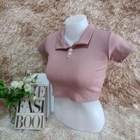 ราคา Namaing shop66 เสื้อยืดคอปกกระดุม เอวลอยเเขนสั้นเก๋ๆ (19695739252)