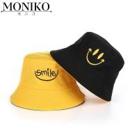 ราคา MONIKO หมวกบักเก็ต ปักลายหน้ายิ้ม ป้องกันแดด หมวก บั กเก็ต 2 ด้าน พร้อมส่ง (18507668669)