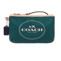 ราคา กระเป๋าคล้องมือ COACH แท้ หนังแท้ ลายรถม้า Coach มีสายคล้องมือและป้ายหนังแท้ ทรงสวย ขนาดกลาง ใส่โทรศัพท์ได้ COACH 51788 Horse and Carriage Leather Medium Wristlet (11862878631)