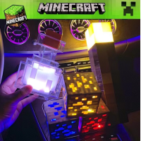 ราคา minecraft ไฟฉาย light mc pixel เกม Minecraft อุปกรณ์ต่อพ่วงแขวนผนังชาร์จไฟ led miners lamp เปลี่ยนสีขวด (19480119594)