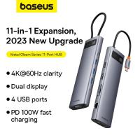 ราคา Baseus Metal 11 in 1 USB C HUB 4K 60Hz HDMI VGA Gigabit Ethernet Port PD100W 3USB 3 0 TF SD Card Reader (20817371720)