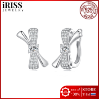 ราคา iRISS Jewelry Earring S925 Platinum ต่างหูเงินแท้ชุบทองคำขาว ต่างหูโบว์ฝังเพชรเพทาย Zircon (20623137256)