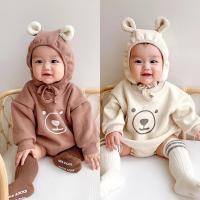 ราคา เด็กทารกหญิงขนแกะการ์ตูนหมี Romper หมวกทารกแรกเกิดแขนยาวฤดูใบไม้ร่วงที่อบอุ่น Jumpsuit Clothes (16117267046)