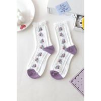 ราคา BBtoHOME ถุงเท้าข้อกลาง ลายการ์ตูน สีม่วงPPS ผ้านุ่มสบาย (17947970547)