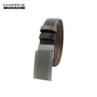 ราคา DAPPER เข็มขัดหนังแท้ Reversible Plaque Buckle Belt แบบใส่ได้ 2 ด้าน สีดำ (20771098734)