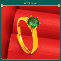 ราคา ASIX GOLD แหวนเพชรผู้หญิงทอง 24K แหวนคริสตัลสี ไม่ดำ ไม่ลอก (15865880814)