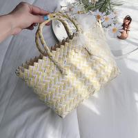 ราคา กระเป๋าผู้หญิงแบบใหม่ปี2023กระเป๋าแบบหิ้วตะกร้าผักยอดนิยมกระเป๋าสานฟางทำด้วยมือความจุใหญ่กระเป๋าชายหาดกระเป๋าถัก (9870443197)