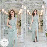 ราคา SG478 ชุดออกงาน เดรสยาวผ่าหน้า แต่งอะไหล่สีเงิน หรูหรา งานสวยเป้ะ ผ้าซาร่าเงา เนื้อผ้า ซาร่าเงา ขนาดฟรีไซส์ รอบอก 32 36 รอบเอว 25 29 สะโพก 36 40 ยาว 57 สี แดงไวน์ นู้ด เทา ชมพู เขียวมิ้นท์ น้ำตาล ส้มอ