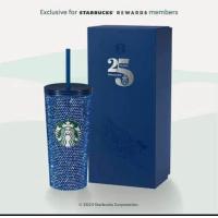 ราคา Starbucks Blue Bling cold cup 16oz แก้วสตาร์บัคส์ แก้ว 25 ปี starbucks แก้วคริสตัลสีน้ำเงิน แก้ว starbucks (20743715041)