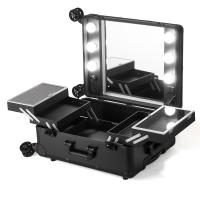 ราคา กล่องใส่เครื่องสำอางมืออาชีพพร้อมไฟ22นิ้วกล่องใส่อุปกรณ์แต่งหน้าแบบมีล้อลากสำหรับช่างแต่งหน้าโดยเฉพาะเครื่องสำอางค์แบบมีกระจกหลายชั้นคุณภาพสูง (6766708070)