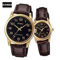 ราคา Velashop นาฬิกาข้อมือผู้ชาย นาฬิกาข้อมือผู้หญิงคาสิโอ Casio Standard สายหนังน้ำตาล หน้าปัดดำ รุ่น MTP V001GL 1BUDF MTP V001GL 1B LTP V001GL 1BUDF LTP V001GL 1B Set 2 เรือน (483675000)