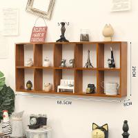 ราคา ชั้นวางของติดผนังกล่องเก็บของติดผนังแบบแขวนผนังชั้นแขวนตกแต่งผนังลายสก๊อตไม้แท้แบบไม่เจาะรูสไตล์วินเทจสำหรับวางบนโต๊ะ (20034457896)