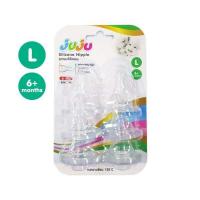 ราคา ถูก หนานุ่ม ใช้ทน JuJu JE026 025 จุกนมซิลิคอน เฉพาะไซด์ X ไม่ดูดไม่ไหล สำหรับขวดนมคอแคบ 1 แพ็ค มี 6 จุก Anti C (10685703820)