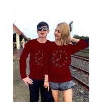 ราคา เสื้อคู่รักแขนยาว ลายนาฬิกาสีเลือดหมู ราคา ต่อตัว (17674667175)