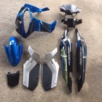 ราคา ชุดสีนูโว MX น้ำเงิน ดำ พร้อมแปะลายสติ๊กเกอร์เคลือบเงาแท้ 9 ชิ้น NOUVO MX (9718396843)