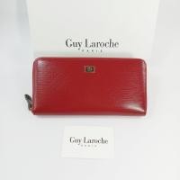 ราคา Guy Laroche กระเป๋าสตางค์ผู้หญิงใบยาว ซิปรอบ สีแดงเลือดนก หนังลาย ผิวเงา อะไหล่สีทอง ของแท้100 (18609273084)