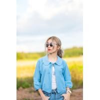 ราคา เสื้อคลุมผ้าฝ้าย เสื้อคลุมคอบัว สีฟ้า ใส่ทำงาน ใส่เที่ยวสบายๆ (20201307872)