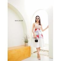 ราคา กระโปรงลายดอก กระโปรงคลุมเข่า กระโปรงผ้าโฟม กระโปรงออกงาน กระโปรงทำงาน (17470948551)