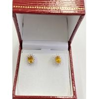 ราคา ต่างหูบุษราคัมแท้ เงินแท้ 925 เคลือบทองคำขาว (6619450943)