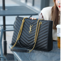 ราคา YSLกระเป๋าทรงโท้ทยิปแซงหนังคาเวียร์ใบใหญ่ จุได้เยอะ น้ำหนักเบา Tote bag (20583299120)