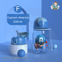 ราคา พร้อมส่งในไทย กระติกน้ำ ขวดน้ำ หลอดดูด สำหรับเด็ก ลาย Disney Princess Sofia Mickey Minnie Spiderman Captain America 530ml B230404204 (18904896546)