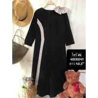 ราคา เดรสมือสอง สภาพใหม่แฟชั่นนำเข้าเกาหลีญี่ปุ่น ผ้าคอตตอนญี่ปุ่นยืด ผ้าคุณภาพสูงผ้าเย็นใส่สบาย ไหล่แต่งโบ ดีเทลสวยงาม สีทูโทนขาวดำ ไซร์ XL (20758418151)
