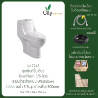 ราคา CITY ชักโครก โถส้วม สุขภัณฑ์แบบชิ้นเดียวสีขาว รุ่น 2248 (20777129370)