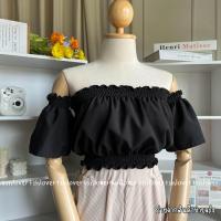 ราคา ปาดไหล่แขนสั้น เสื้อครอปปาดไหล่ ครอปเปิดไหล่ (20560636157)