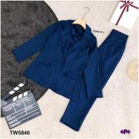 ราคา ชุดสูท 2ชิ้น เสื้อแขนยาวปกสูท กางเกงขายาว ชุดทำงาน ออกงาน 5840 (13231182607)