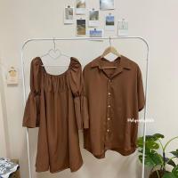 ราคา ชุดคู่รัก ชุดคู่คนอ้วน เสื้อเชิ้ตคอปกไซส์ใหญ่ เดรสแขนบอลลูน ชุดคู่ชายหญิง lover set (16469332895)