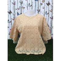 ราคา เสื้อลูกไม้ เสื้อลูกไม้แขนสามส่วน เสื้อ เสื้อผู้หญิง เสื้อผ้าคนอ้วน เสื้อสาวอวบ เสื้อออกงาน เสื้อใส่เที่ยว รุ่น5205บัวตอง (16602582558)