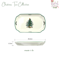 ราคา Violet Flamingo จานเซรามิคสีขาวขอบเขียว ลายต้นสน ต้นคริสมาสต์ จานขนม และแก้วมัค Christmas Collection (20671838574)