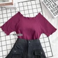 ราคา 020 เสื้อครอป ปาดไหล่ คอหยัก แขนหยัก ครอปเก๋ น่ารัก ผ้ายืดใส่สบาย ผ้าร่องเล็ก สาวๆไม่ควรพลาดฮิตสุด (16434368296)