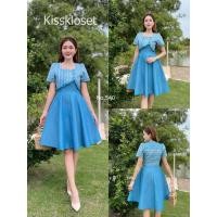 ราคา Kiss Kloset ชุดเดรสผ้าทอลาย คอเหลี่ยม แต่งกั๊กระบาย กระโปรง8ชิ้นทรงย้วย อัดกาวทั้งชุด สวยมากๆค่า S 2XL KS540 (20721370921)
