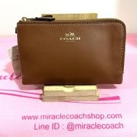 ราคา กระเป๋าสตางค์ COACH แท้ 2 ซิป หนังแท้ มีตำหนิ ลดราคาล้าง stock Clearance COACH DOUBLE CORNER ZIP IN LEATHER Saddle Clearance (20763426586)