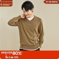 ราคา Giordano ผู้ชาย เสื้อสเวตเตอร์คอวีสีทึบผ้าฝ้ายหวี 18051604 (20481066104)