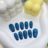 ราคา L023 เล็บปลอมสำเร็จรูปพร้อมติด สีลูกแก้วเขียวอมฟ้าน้ำทะเล ฟรีอุปกรณ์สำหรับติด (20427607222)
