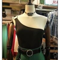 ราคา 2BEll เสื้อเบี่ยงไหล่แต่งห่วงผ้าเรยอนสองชั้น V3 (19506086170)