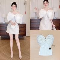 ราคา เดรสเกาะอกแต่งโบว์ที่อกเป็นเข็มกลัดโบว์ใหญ่มากกกสวยหรู (20452399936)