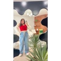 ราคา Ruby jeans กางเกงยีนส์ผูกเชือก กระบอกใหญ่ MerryChubbyHouse (20003097031)