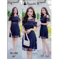 ราคา เดรสลูกไม้ออกงาน ทำงาน เที่ยว (13318120790)
