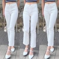 ราคา RittaJeans กางเกงยีนส์ เอวสูง ขาม้าเต่อ ยีนส์สตรีท ยีนส์ผู้หญฺิง ผ้ายีนส์ยืด ปลายขารุ่ย สีขาว (19098478045)